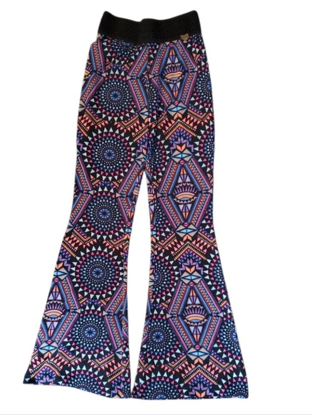 Cute Booty Lounge Small Scrunch Butt Legging Flare Leg High Rise Black Geometric
